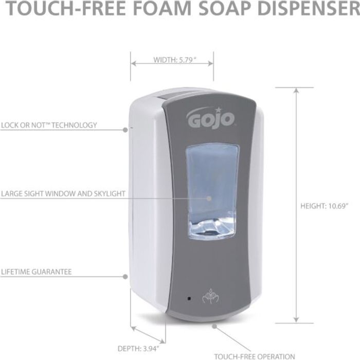 Gojo® LTX-12™ berøringsfri dispenser 1200 ml, grå/hvit