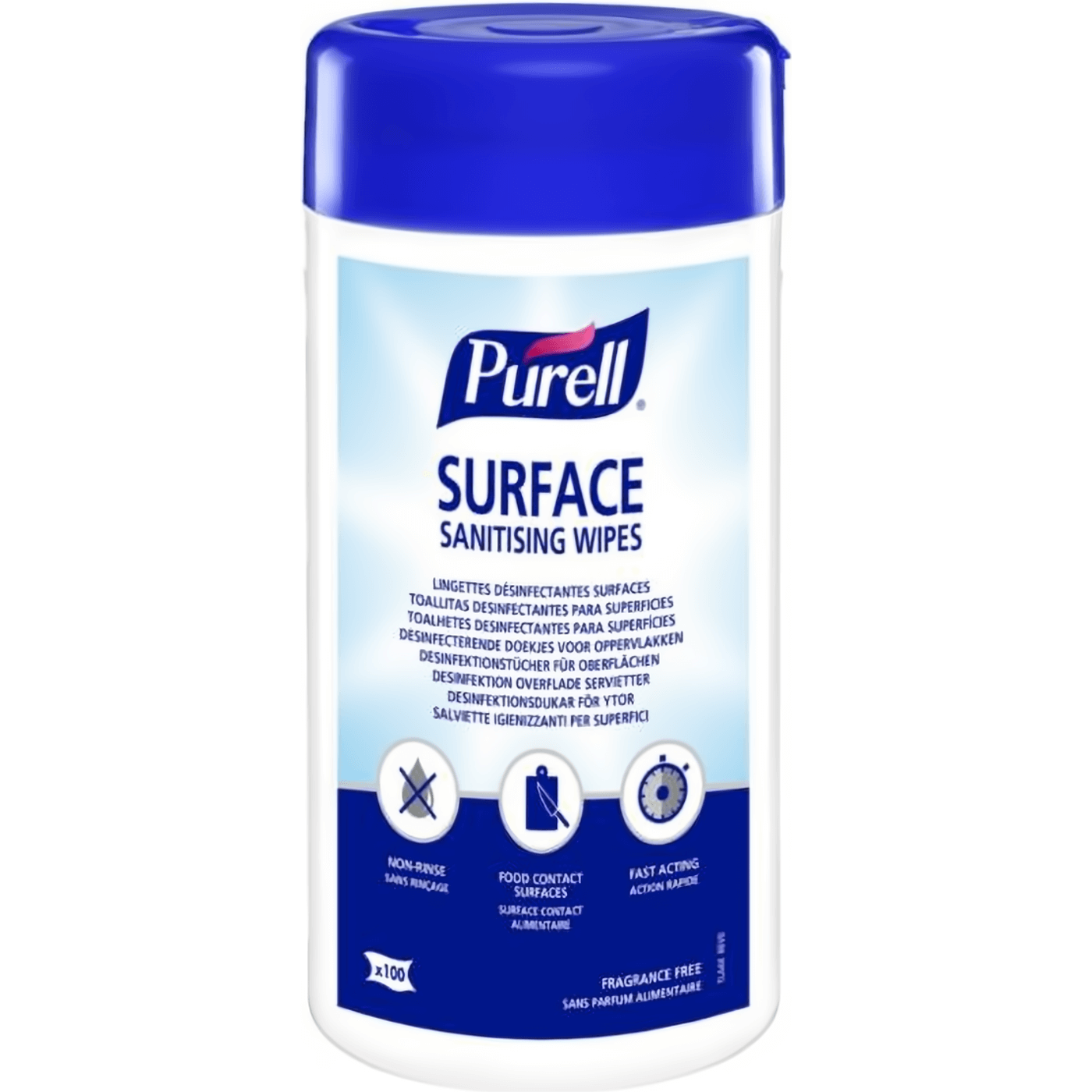 Purell® surface desinfiserende våtservietter 100 stk beholder