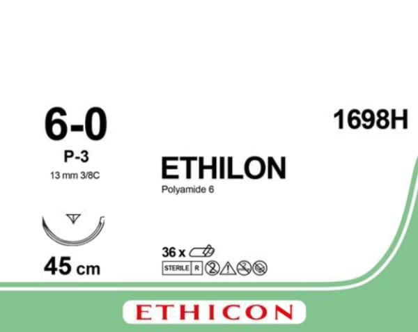 Sutur Ethilon 6-0 P-3 45cm Svart
