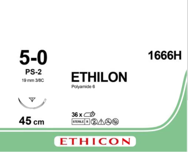 Sutur Ethilon 5-0 PS-2 M.P 45cm Svart