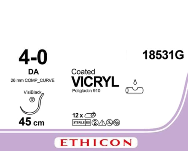 Sutur Vicryl 4-0 DA VisiBlack 45cm Lilla