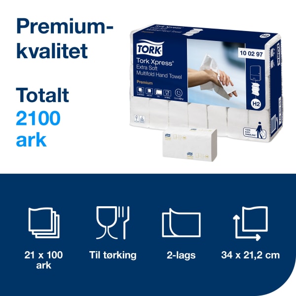 Håndtørk h2 xpress premium extra soft 2l